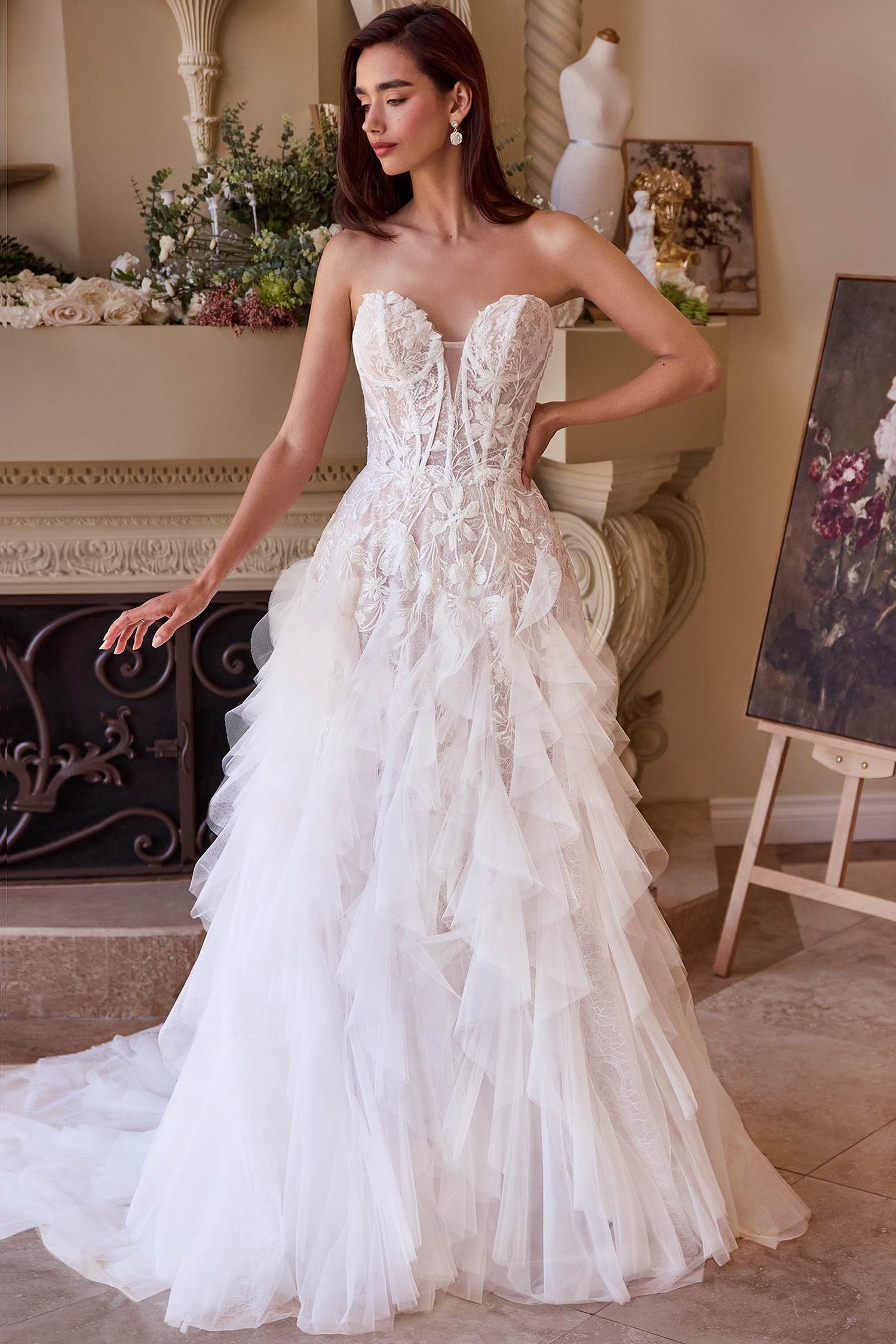 Andrea &amp; Leo WL016 Strapless Drop Waist Cascading Wedding Dress