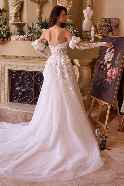 Andrea &amp; Leo WL017 Dress Floral Applique Adorned Strapless Wedding Gown