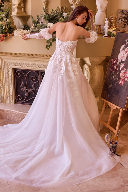 Andrea &amp; Leo WL017 Dress Floral Applique Adorned Strapless Wedding Gown