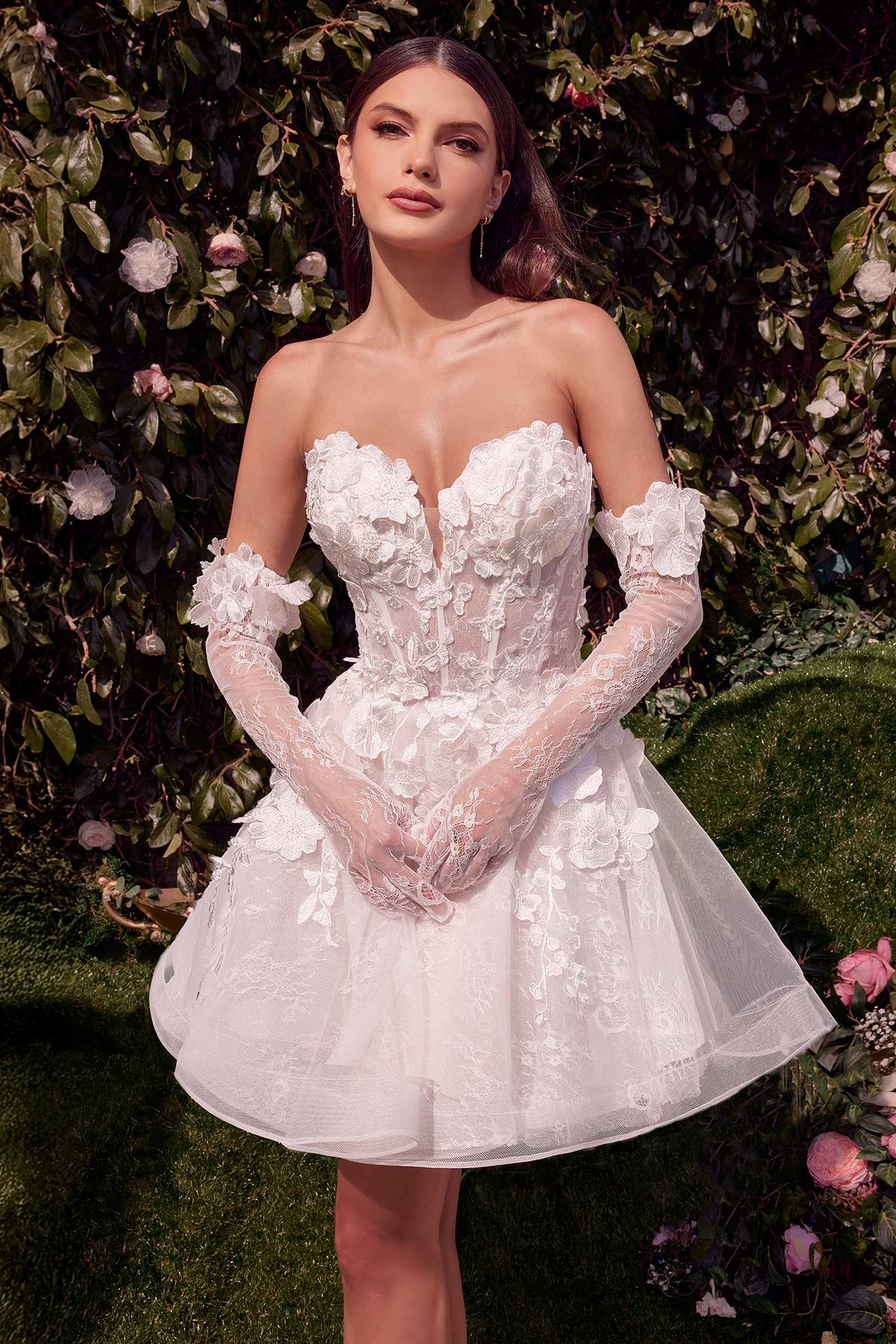 Andrea &amp; Leo WL020 Dress Short Floral Appliqued Bridal Party Gown