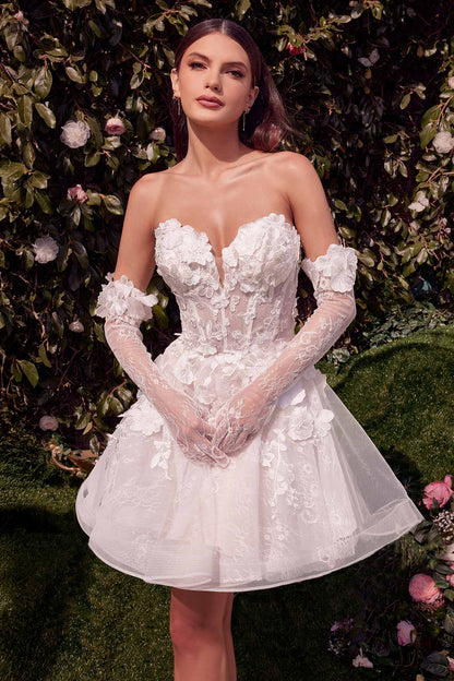 Andrea &amp; Leo WL020 Dress Short Floral Appliqued Bridal Party Gown