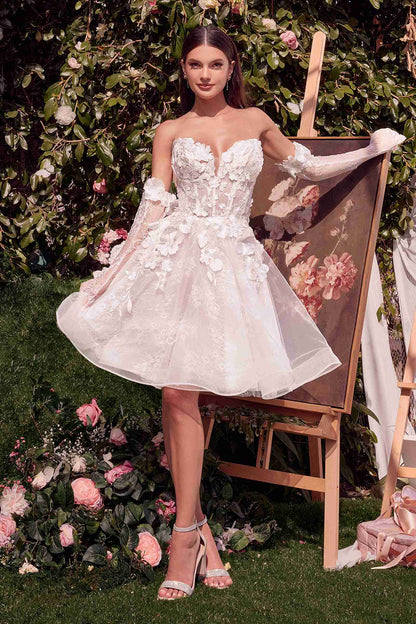 Andrea &amp; Leo WL020 Dress Short Floral Appliqued Bridal Party Gown