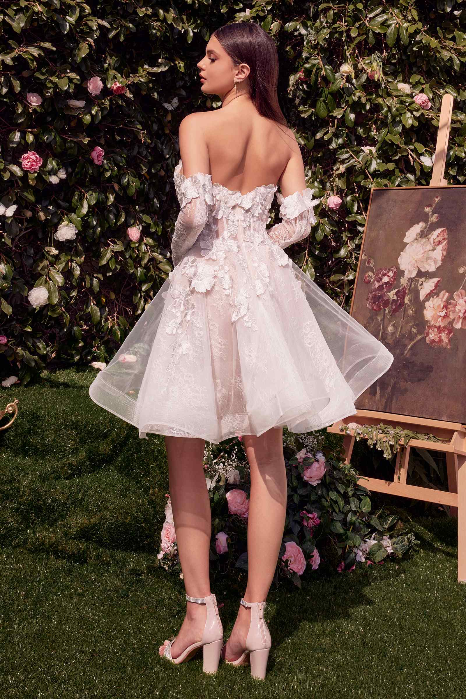 Andrea &amp; Leo WL020 Dress Short Floral Appliqued Bridal Party Gown