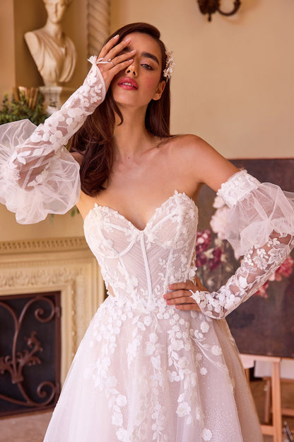 Andrea &amp; Leo WL032 Gown Floral Appliqued Strapless Wedding Ball Gown