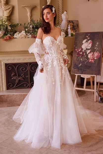 Andrea &amp; Leo WL032 Gown Floral Appliqued Strapless Wedding Ball Gown
