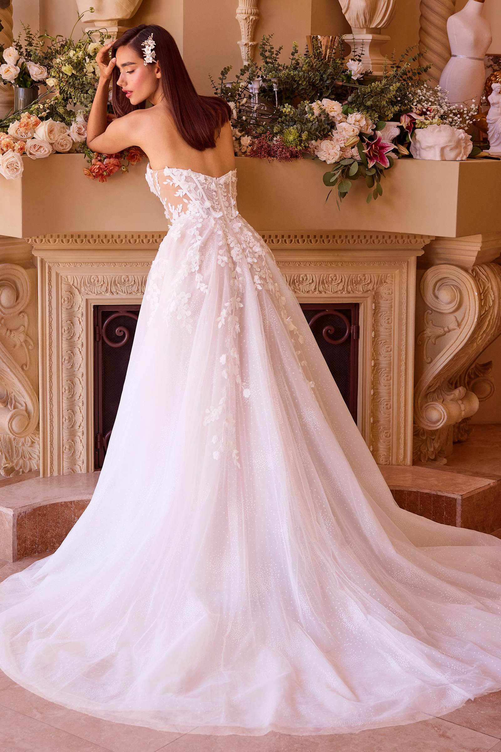 Andrea &amp; Leo WL032 Gown Floral Appliqued Strapless Wedding Ball Gown