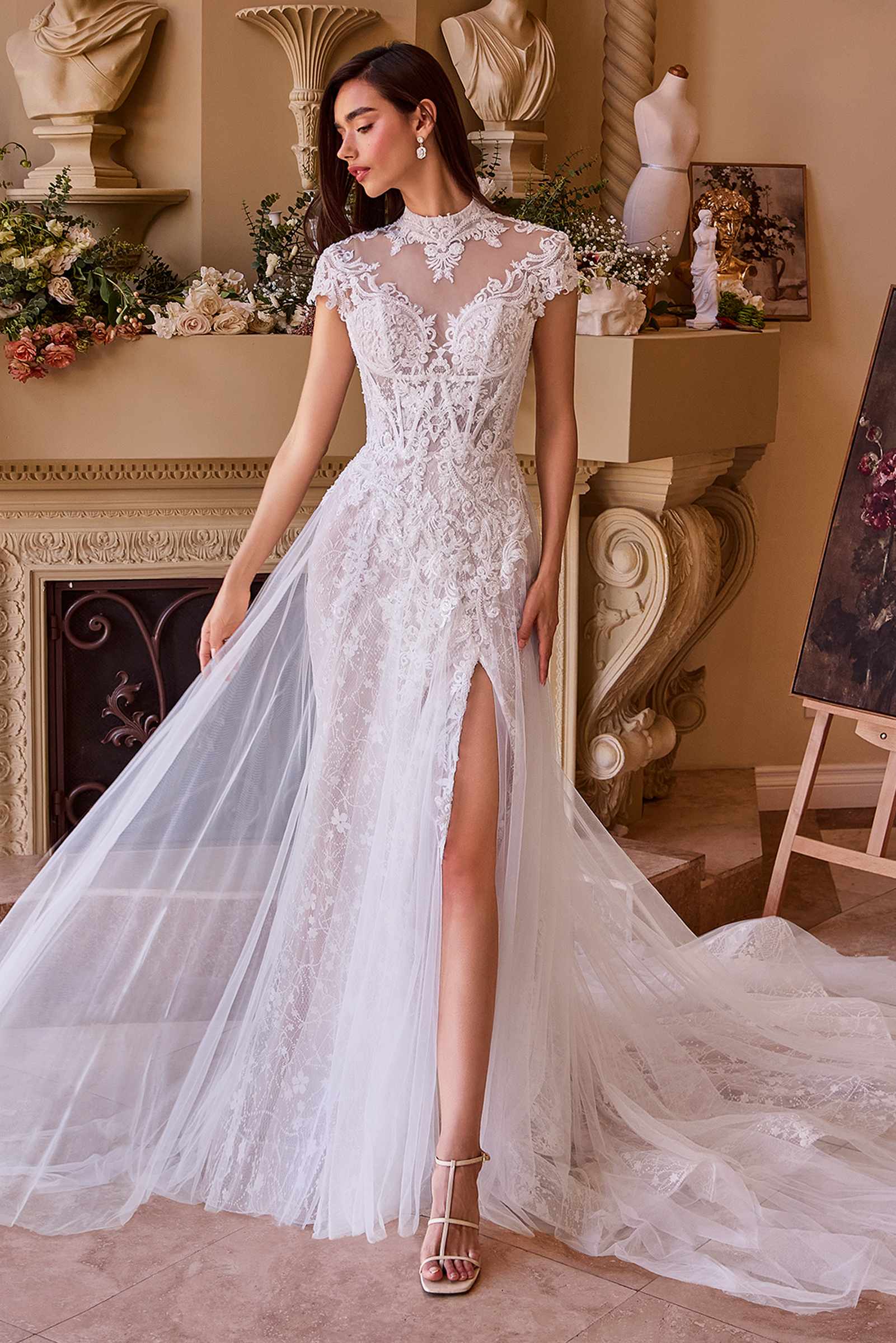Andrea &amp; Leo WL035 Wedding Dress Lace &amp; Tulle Short Sleeve Gown