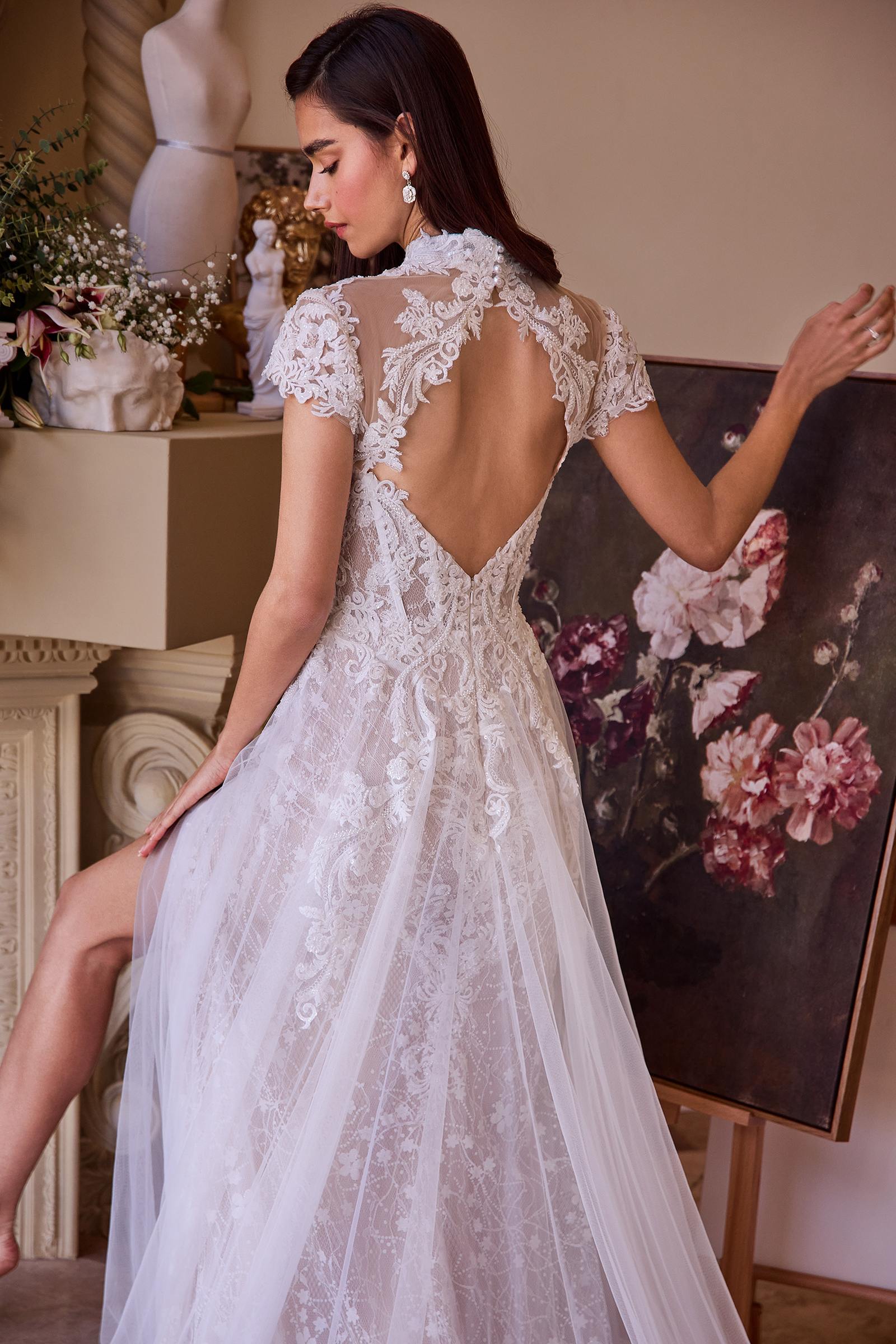 Andrea &amp; Leo WL035 Wedding Dress Lace &amp; Tulle Short Sleeve Gown