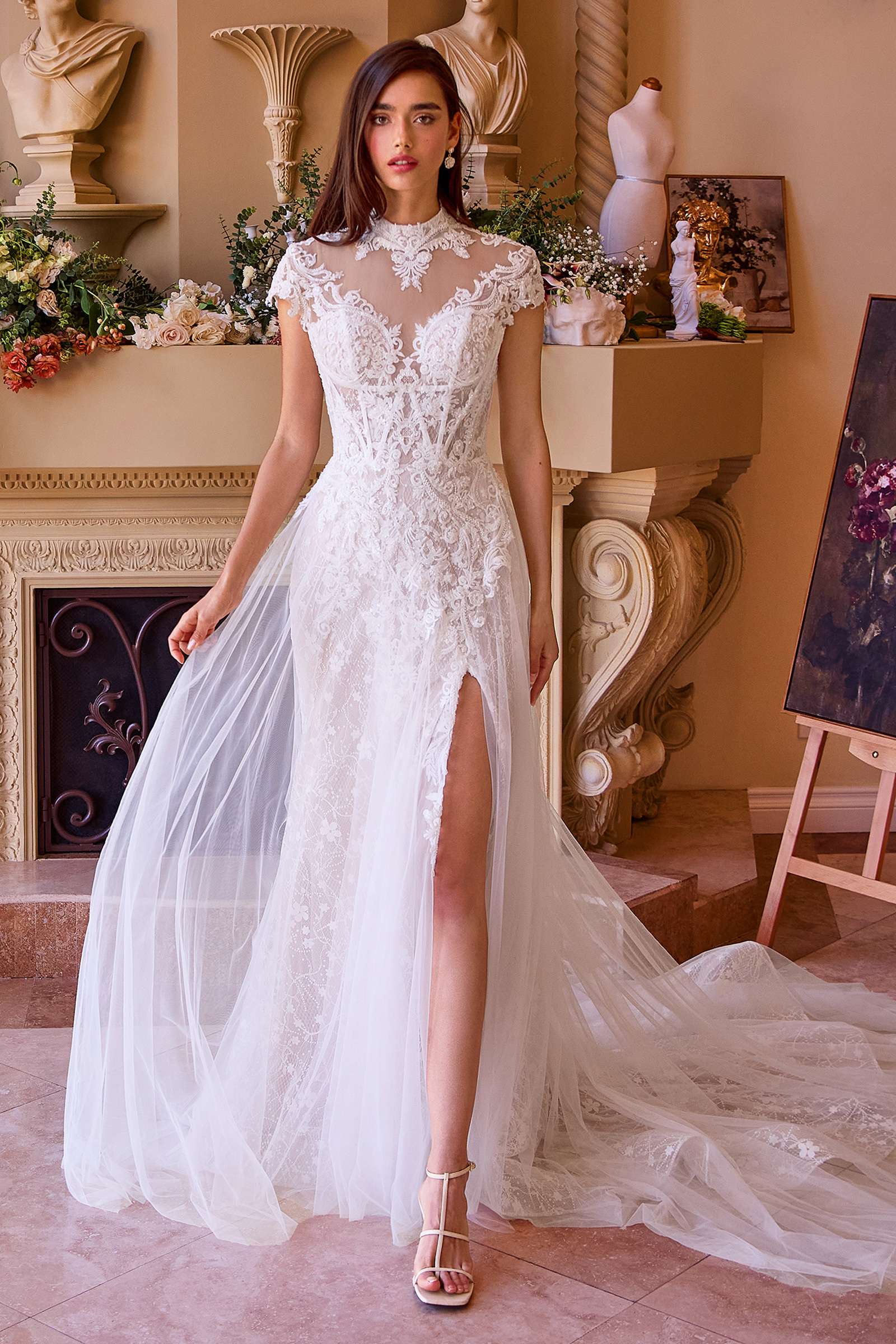 Andrea &amp; Leo WL035 Wedding Dress Lace &amp; Tulle Short Sleeve Gown