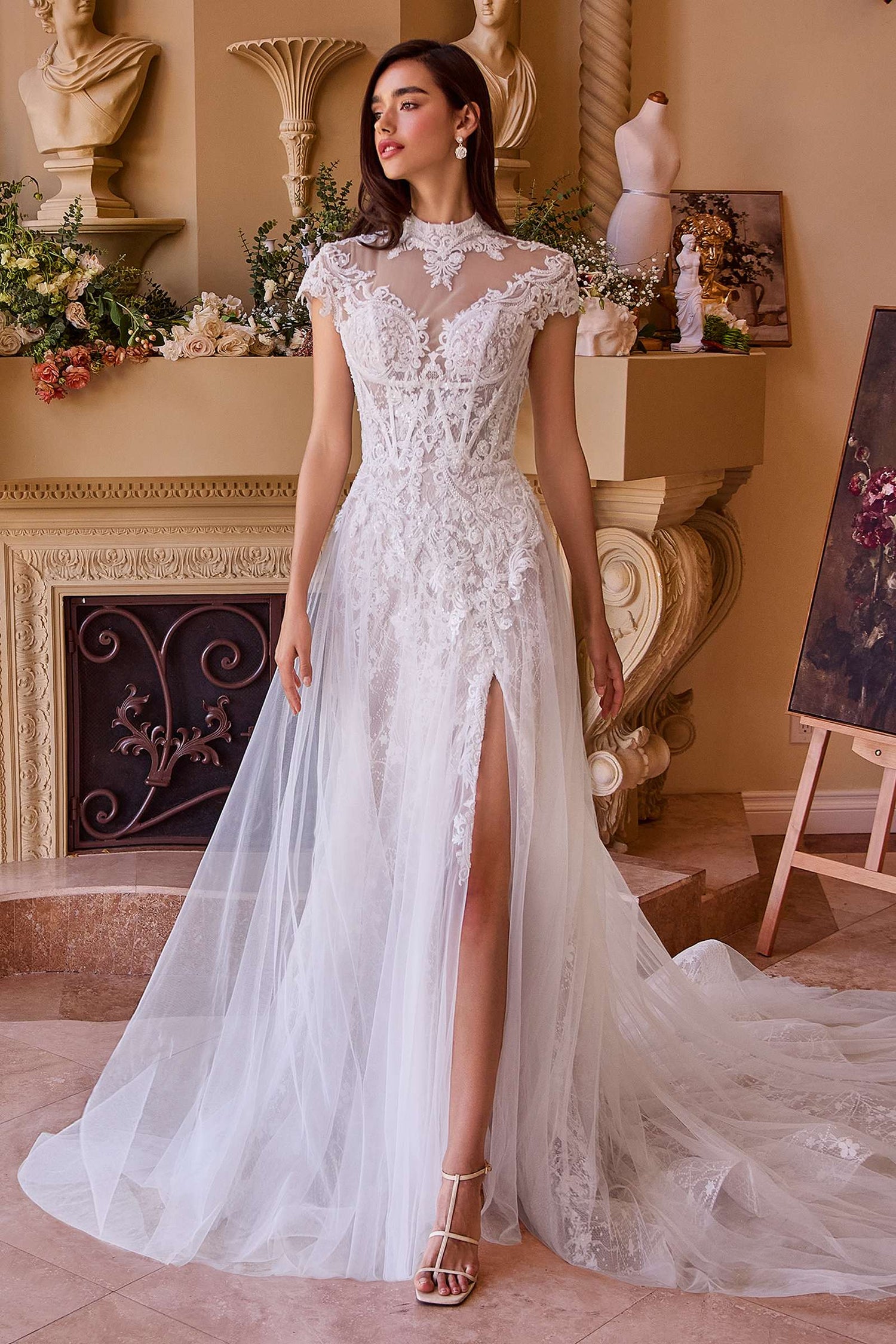 Andrea &amp; Leo WL035 Wedding Dress Lace &amp; Tulle Short Sleeve Gown