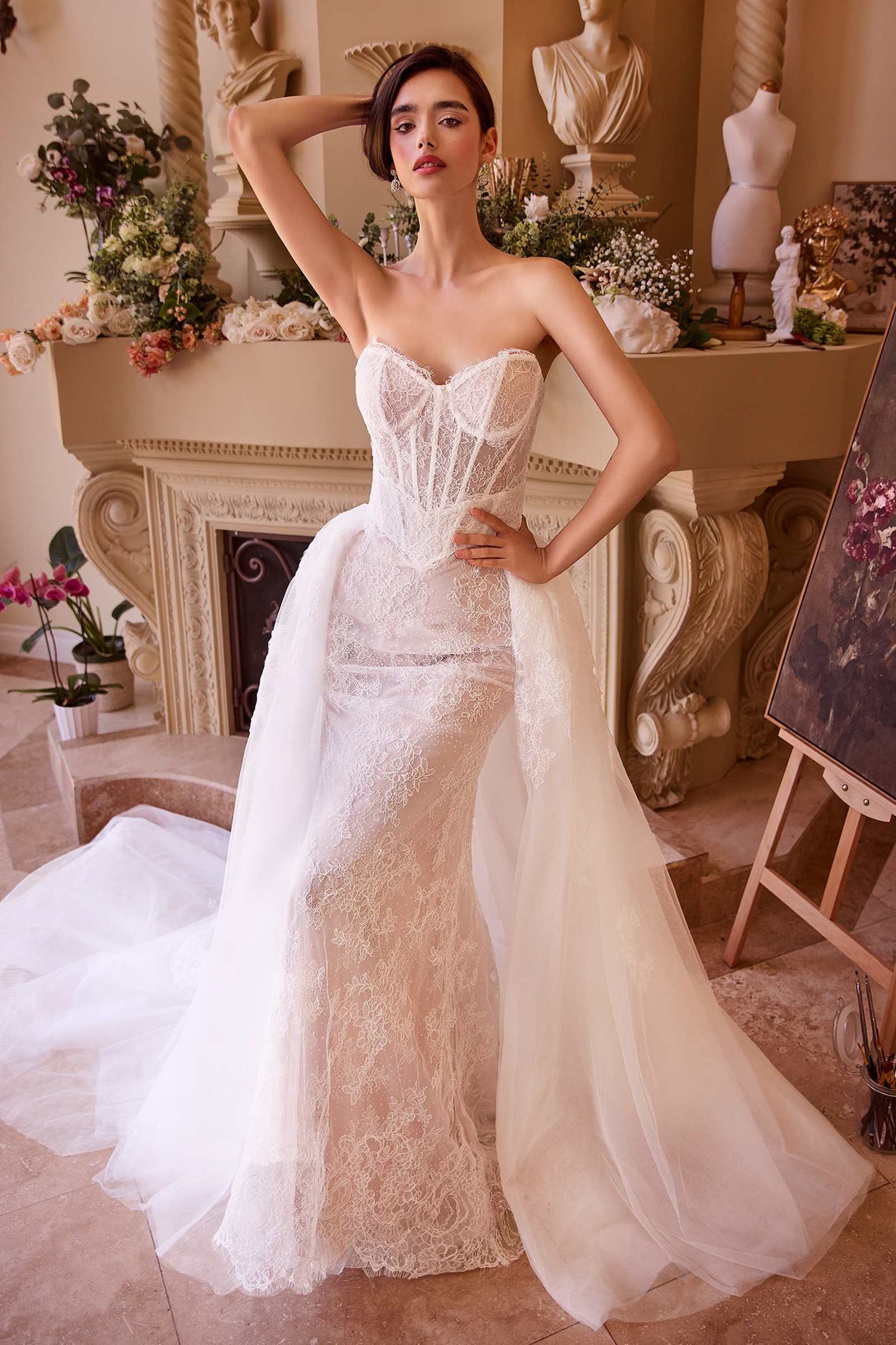 Andrea &amp; Leo WL044 Dress Fitted Lace Wedding Dress &amp; Removable Overskirt