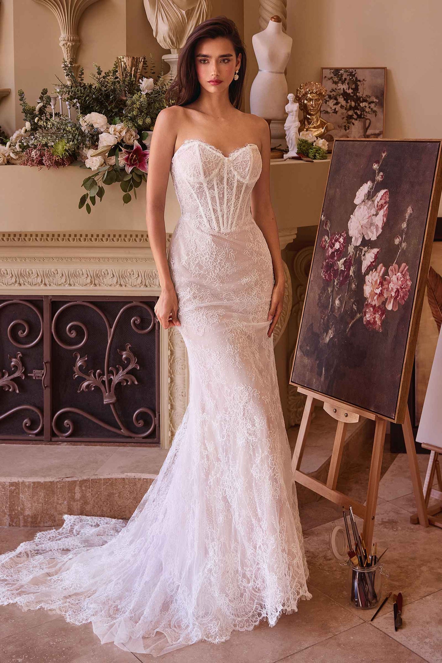 Andrea &amp; Leo WL044 Dress Fitted Lace Wedding Dress &amp; Removable Overskirt