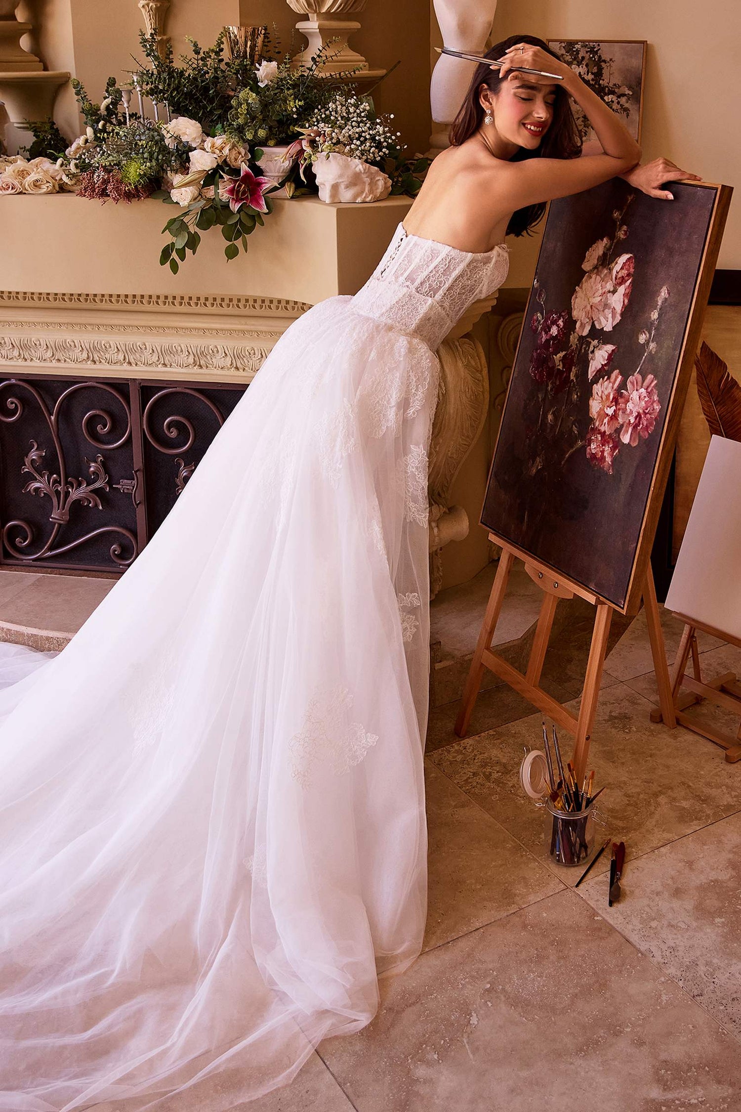 Andrea &amp; Leo WL044 Dress Fitted Lace Wedding Dress &amp; Removable Overskirt