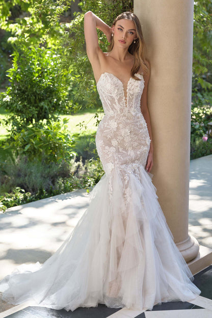 Andrea &amp; Leo WL062 Fit and Flare Strapless Wedding Gown Includes Veil