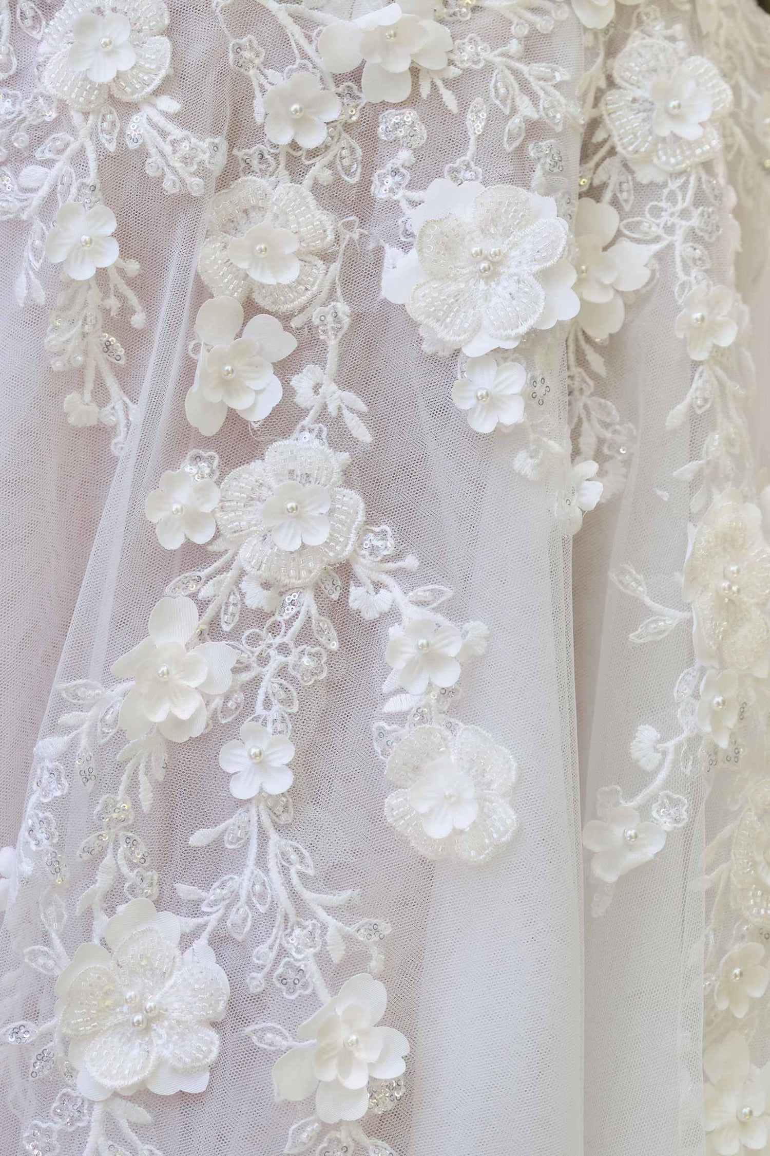 Andrea &amp; Leo WL063 A-Line Wedding Gown Plunging Neckline Floral Straps