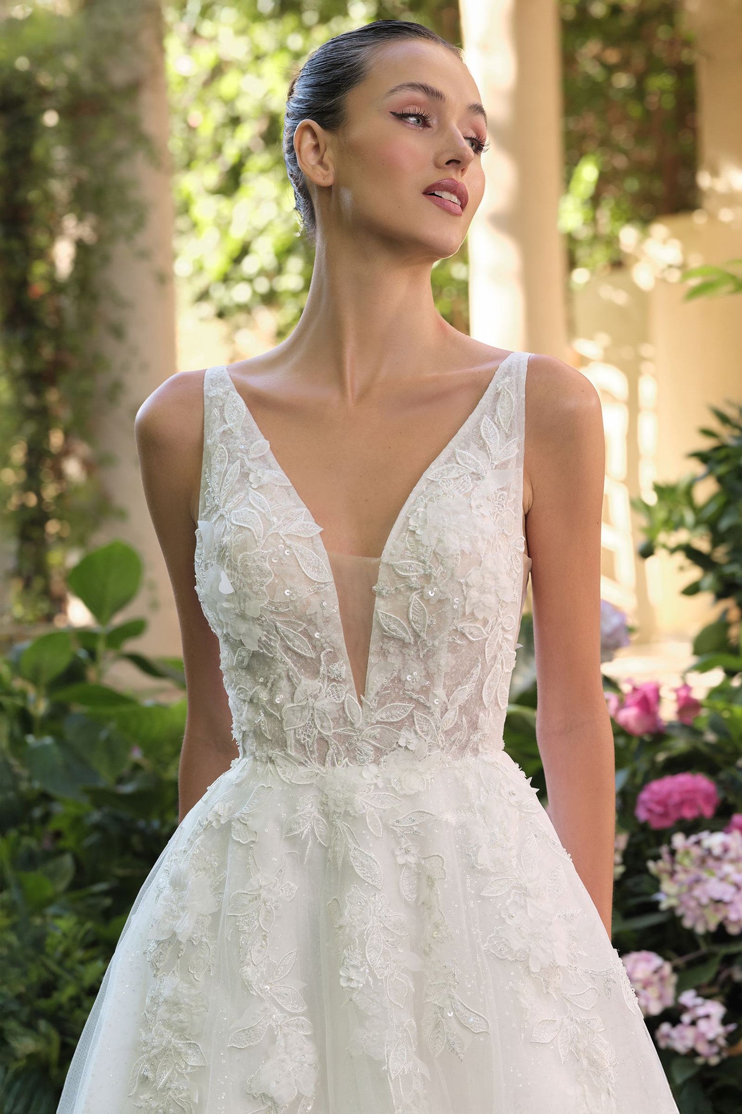 Andrea &amp; Leo WL064 Deep V-Neckline A-Line Wedding Ball Gown