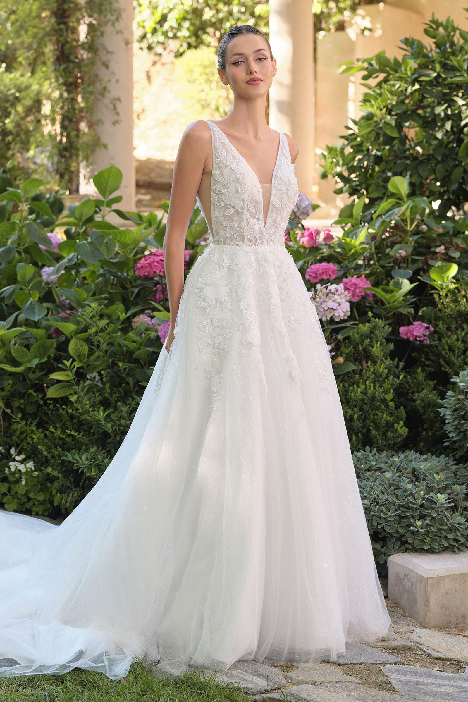 Andrea &amp; Leo WL064 Deep V-Neckline A-Line Wedding Ball Gown