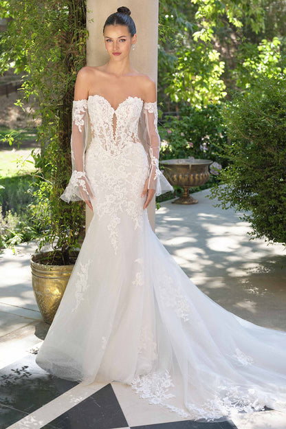 Andrea &amp; Leo WL065 Mermaid Bridal Gown Removable Sheer Lace Sleeves