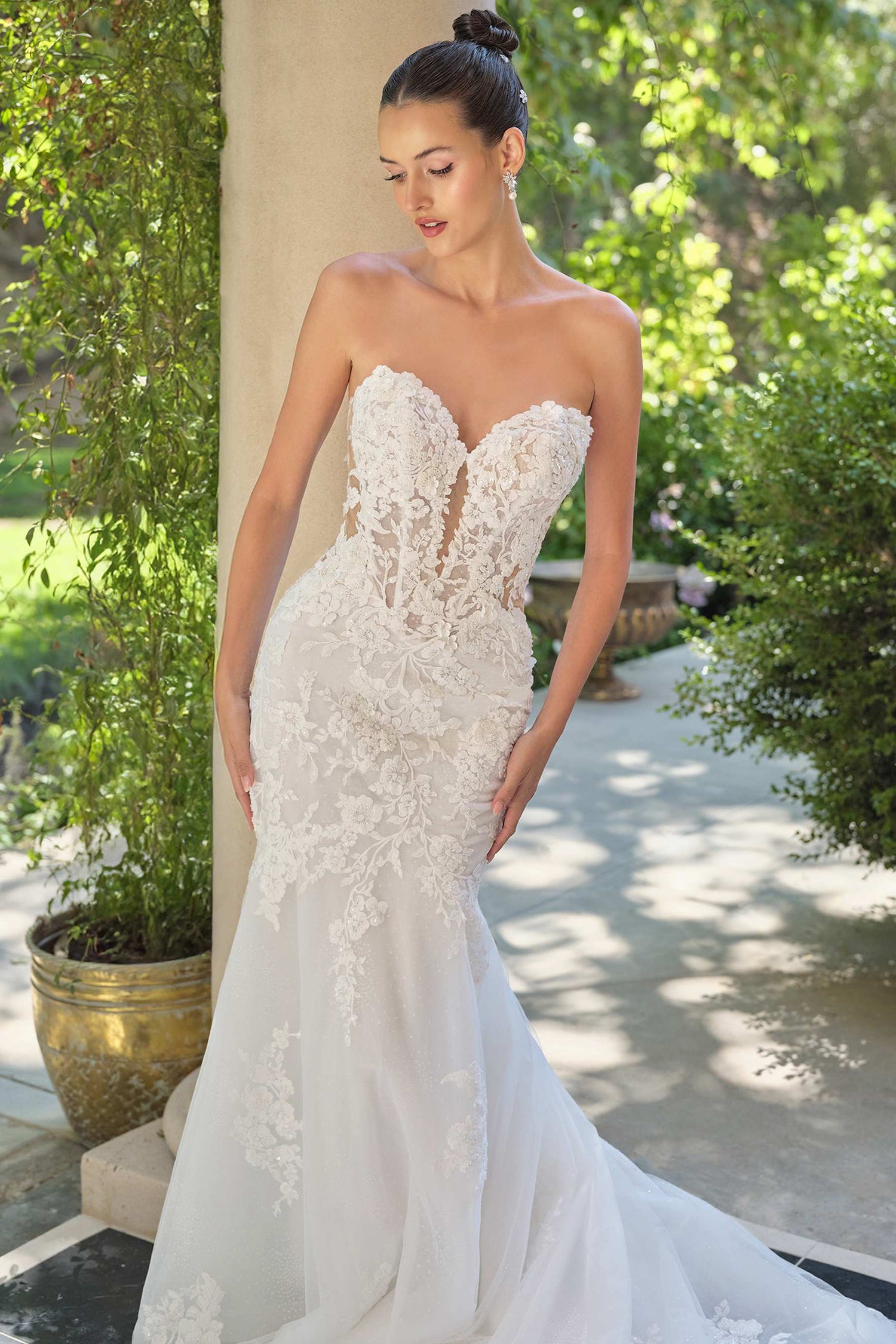 Andrea &amp; Leo WL065 Mermaid Bridal Gown Removable Sheer Lace Sleeves