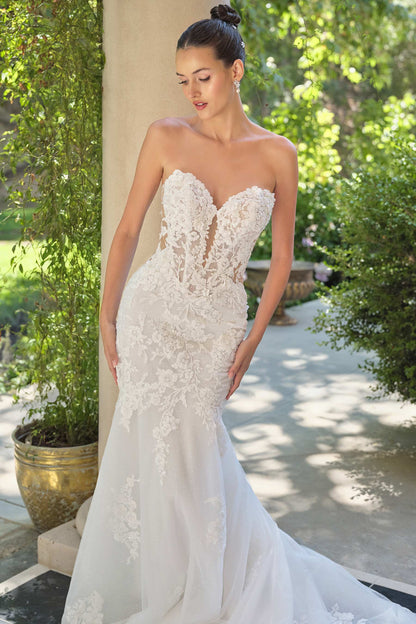 Andrea &amp; Leo WL065 Mermaid Bridal Gown Removable Sheer Lace Sleeves