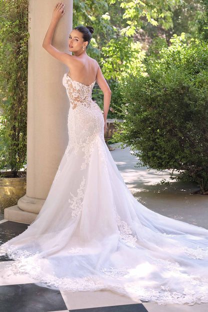 Andrea &amp; Leo WL065 Mermaid Bridal Gown Removable Sheer Lace Sleeves