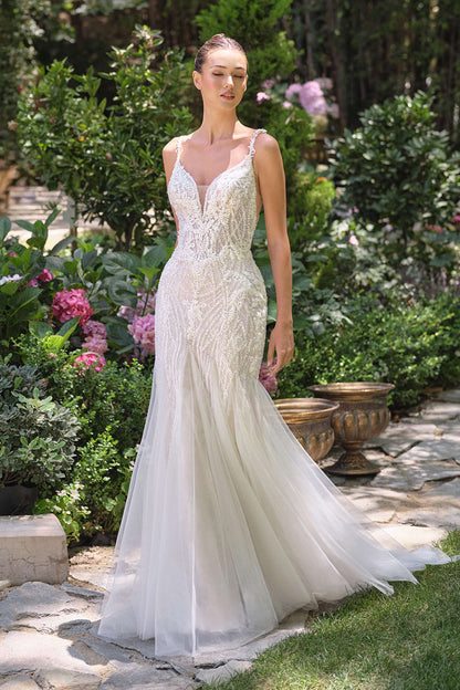 Andrea &amp; Leo WL066 Fit and Flare Deep Illusion Wedding Gown