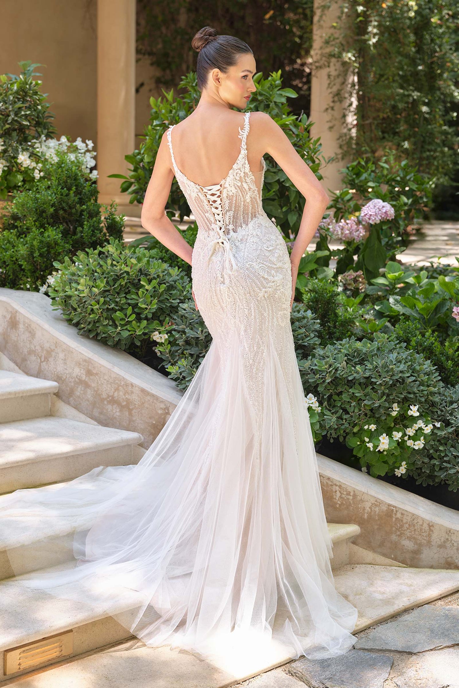Andrea &amp; Leo WL066 Fit and Flare Deep Illusion Wedding Gown