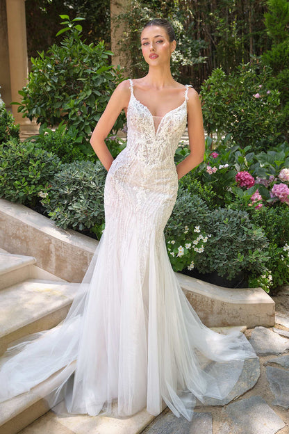 Andrea &amp; Leo WL066 Fit and Flare Deep Illusion Wedding Gown