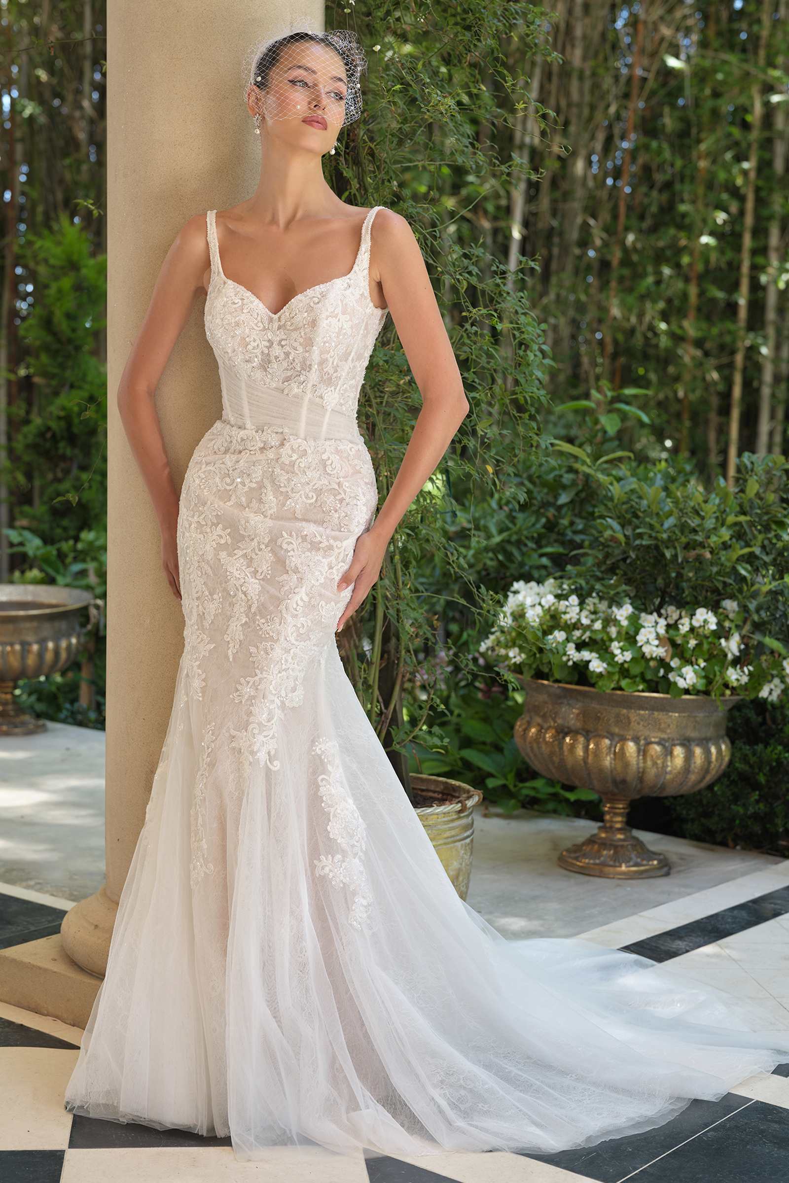 Andrea &amp; Leo WL068 Fitted Sweetheart Embroidered Lace Mermaid Dress
