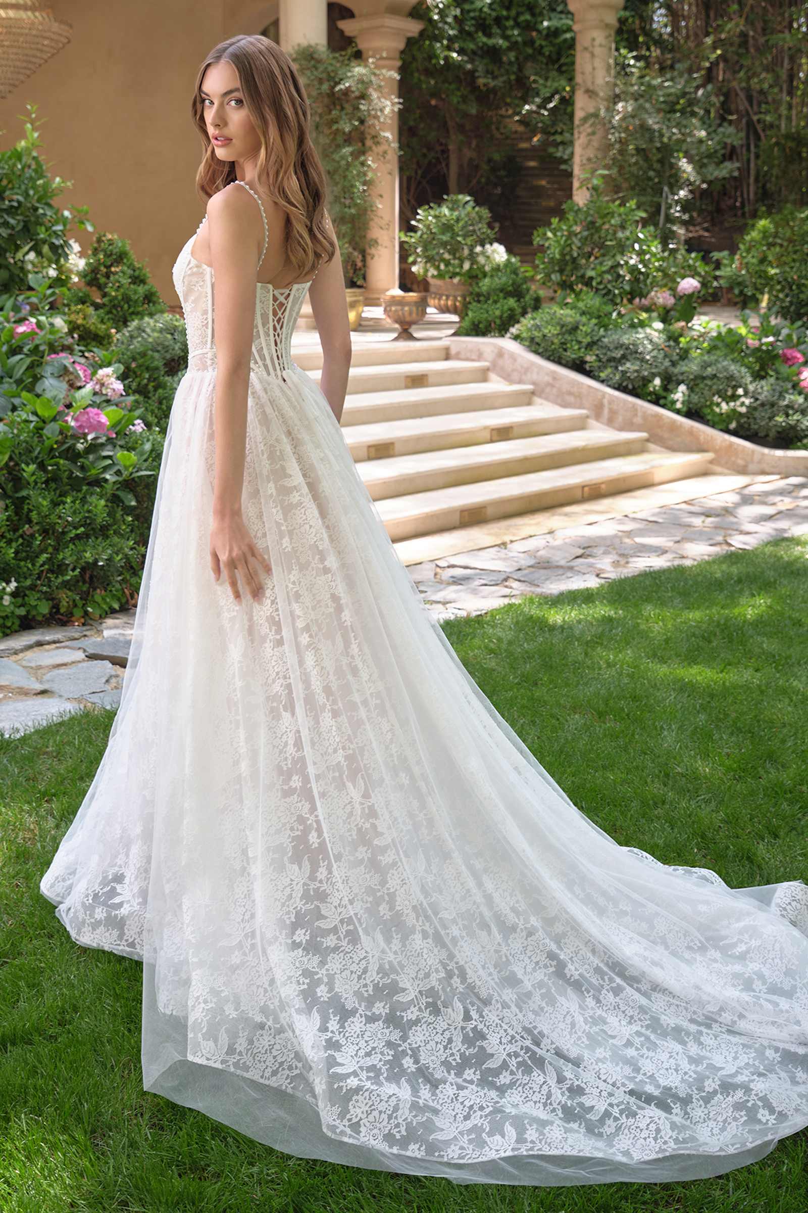 Andrea &amp; Leo WL069 Off White/Nude A-Line Scoop Neckline Lace Wedding Dress