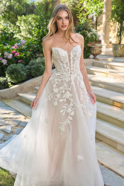 Andrea &amp; Leo WL070 A-Line Strapless Illusion Plunge Neck Wedding Dress