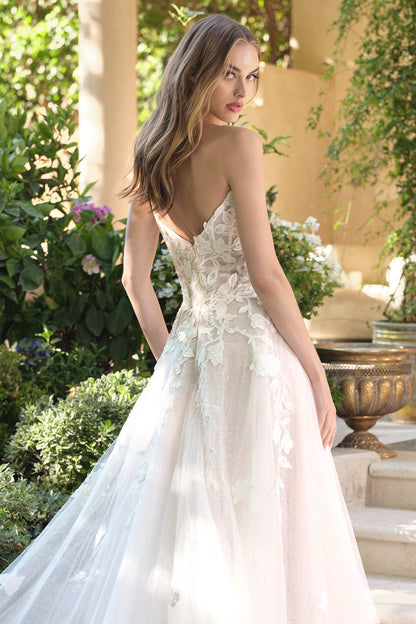 Andrea &amp; Leo WL070 A-Line Strapless Illusion Plunge Neck Wedding Dress