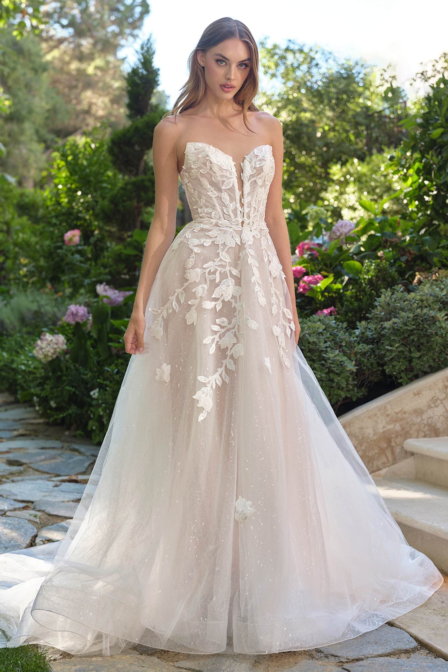 Andrea &amp; Leo WL070 A-Line Strapless Illusion Plunge Neck Wedding Dress