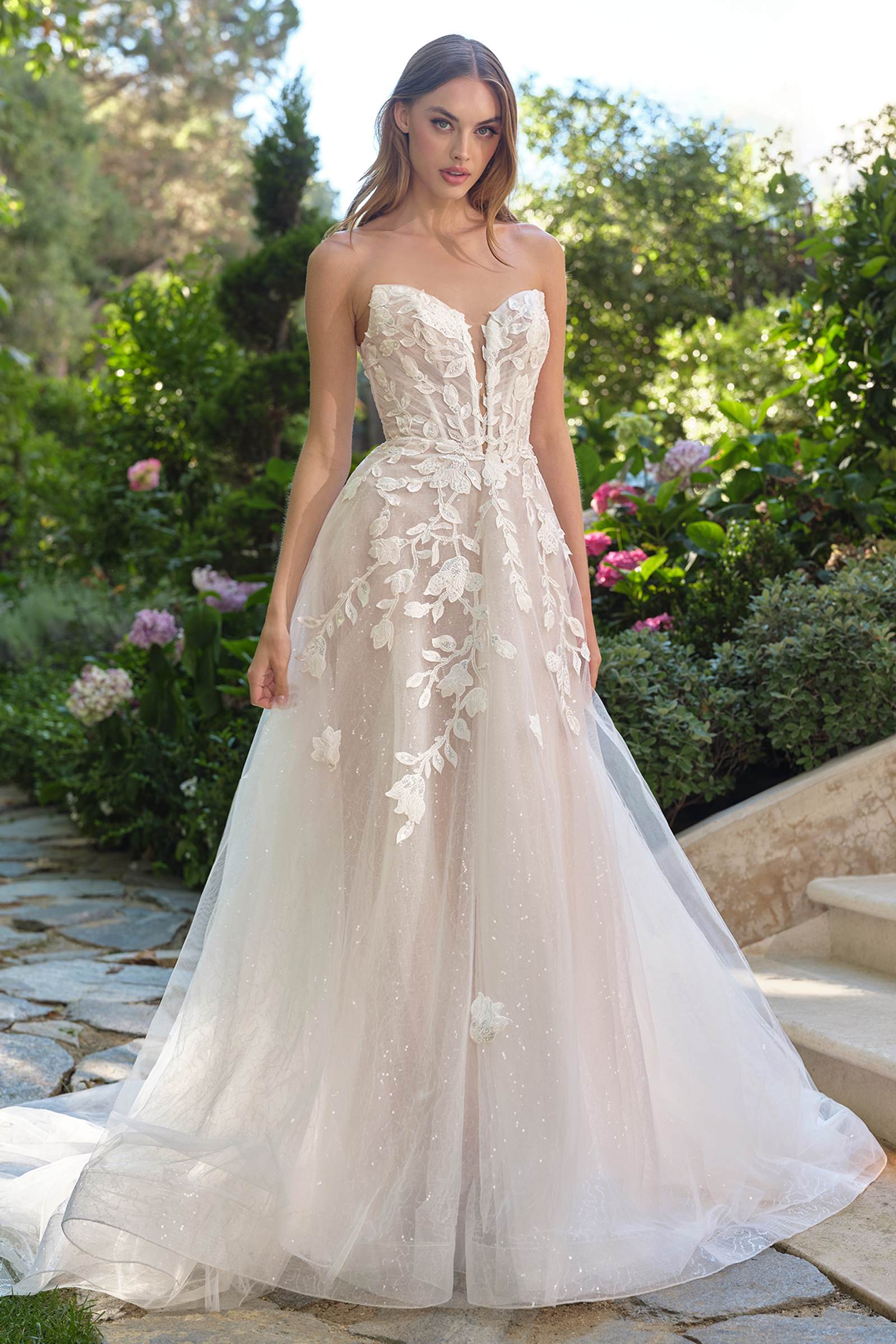 Andrea &amp; Leo WL070 A-Line Strapless Illusion Plunge Neck Wedding Dress