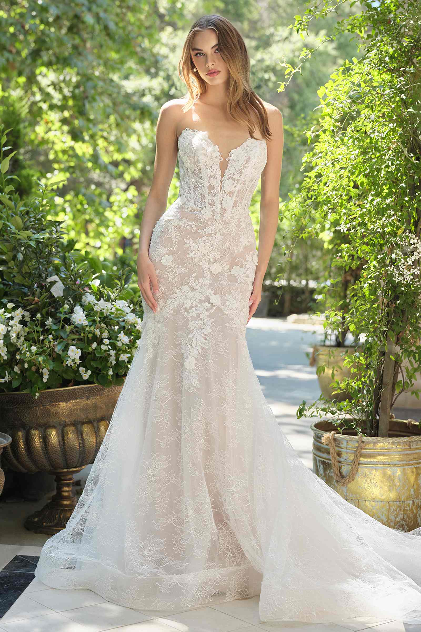 Andrea &amp; Leo WL072 Fit and Flare Strapless Plunging Neck Wedding Dress