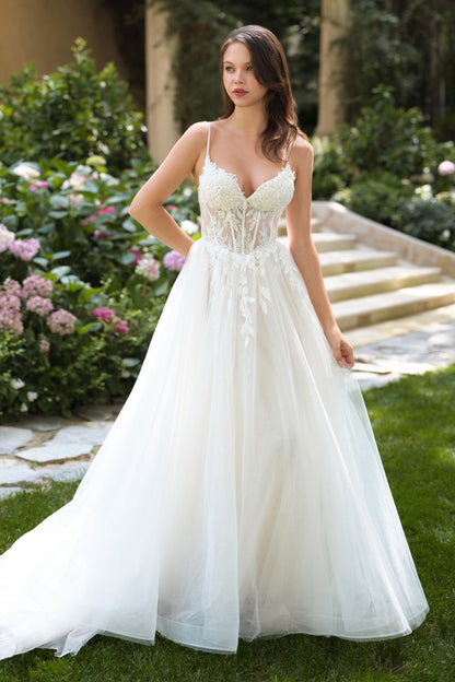 Andrea &amp; Leo WL087 Lace Applique Spaghetti Strap A-Line Wedding Gown