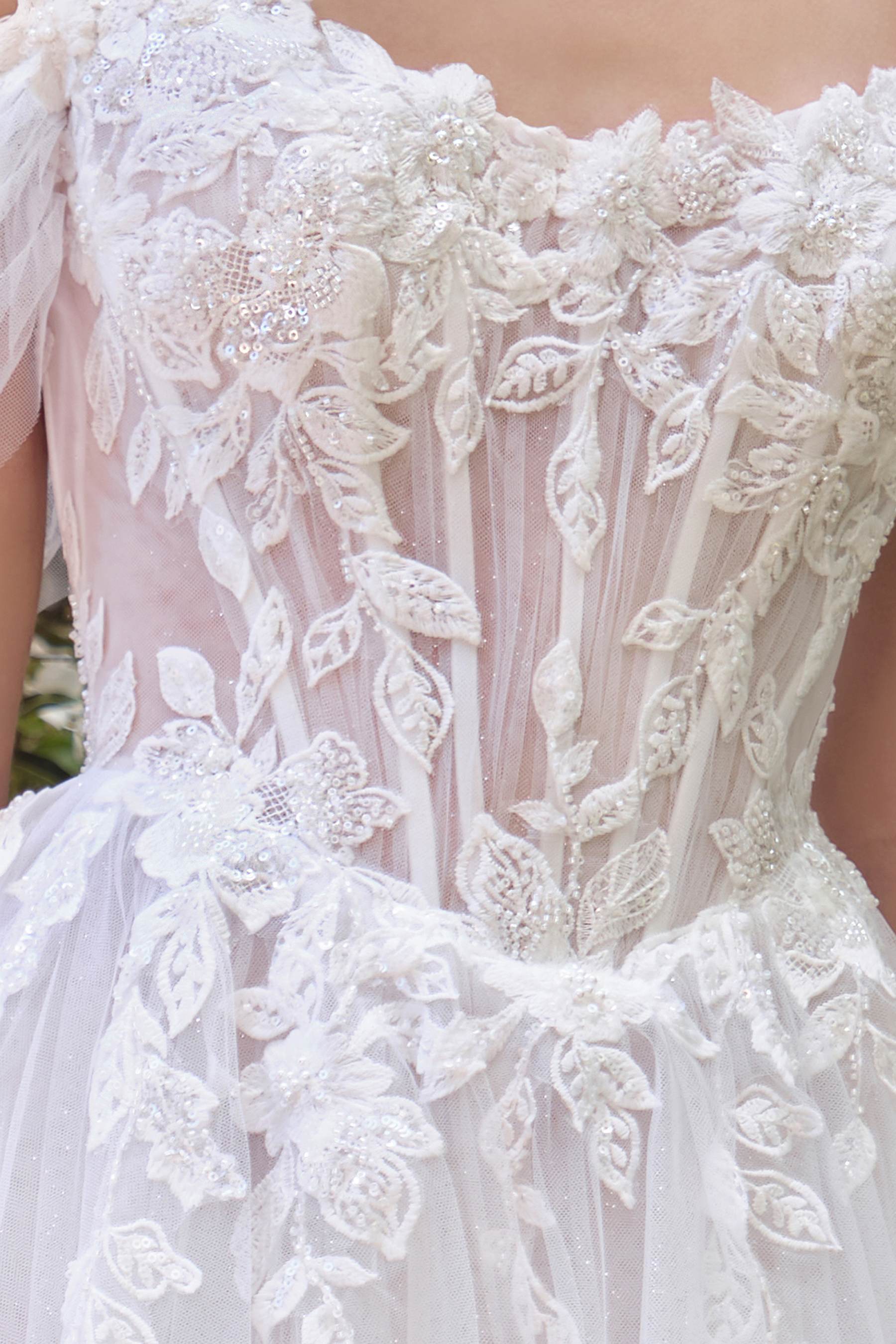 Andrea &amp; Leo WL089 Off Shoulder Floral Lace Applique A-Line Wedding Gown