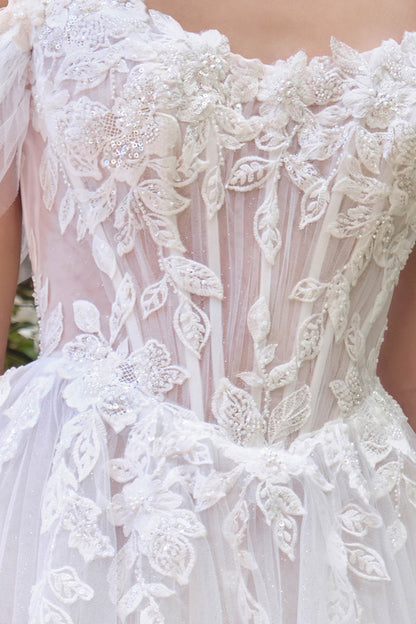 Andrea &amp; Leo WL089 Off Shoulder Floral Lace Applique A-Line Wedding Gown