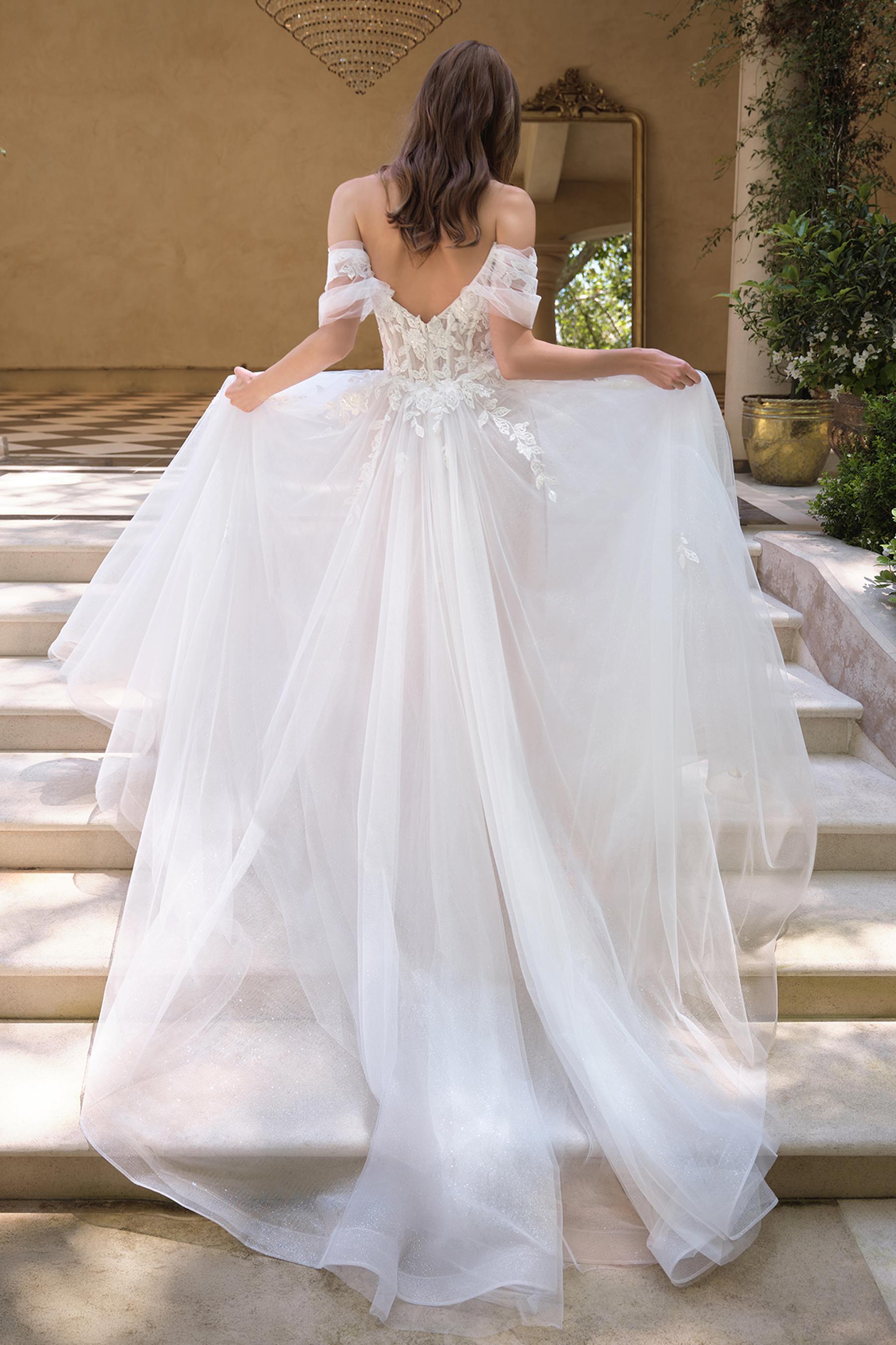Andrea &amp; Leo WL089 Off Shoulder Floral Lace Applique A-Line Wedding Gown