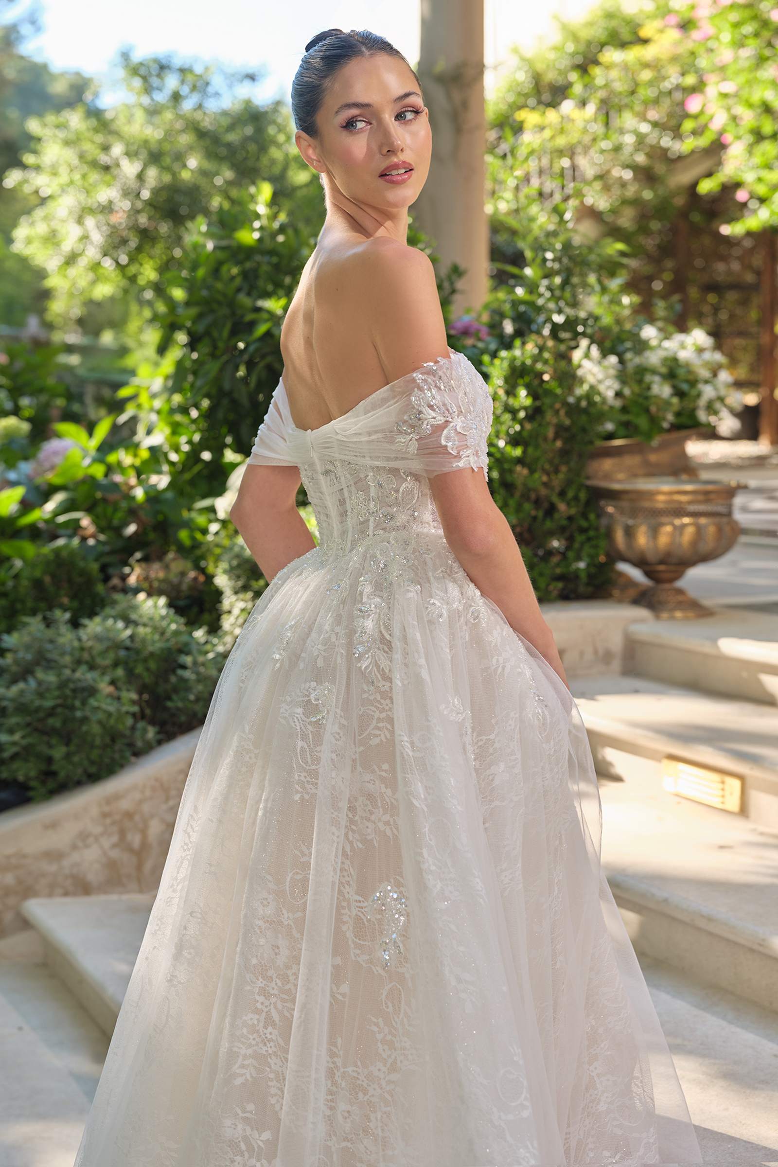 Andrea &amp; Leo WL090 Embroidered Lace Tulle Off Shoulder Wedding Ball Gown