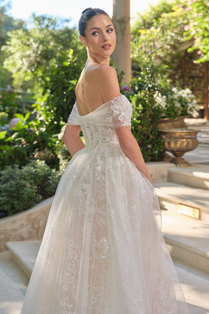 Andrea &amp; Leo WL090 Embroidered Lace Tulle Off Shoulder Wedding Ball Gown