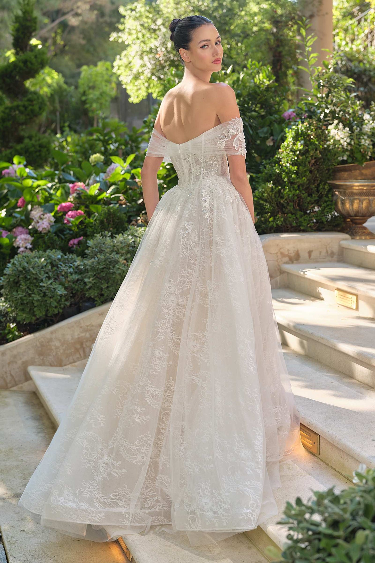 Andrea &amp; Leo WL090 Embroidered Lace Tulle Off Shoulder Wedding Ball Gown