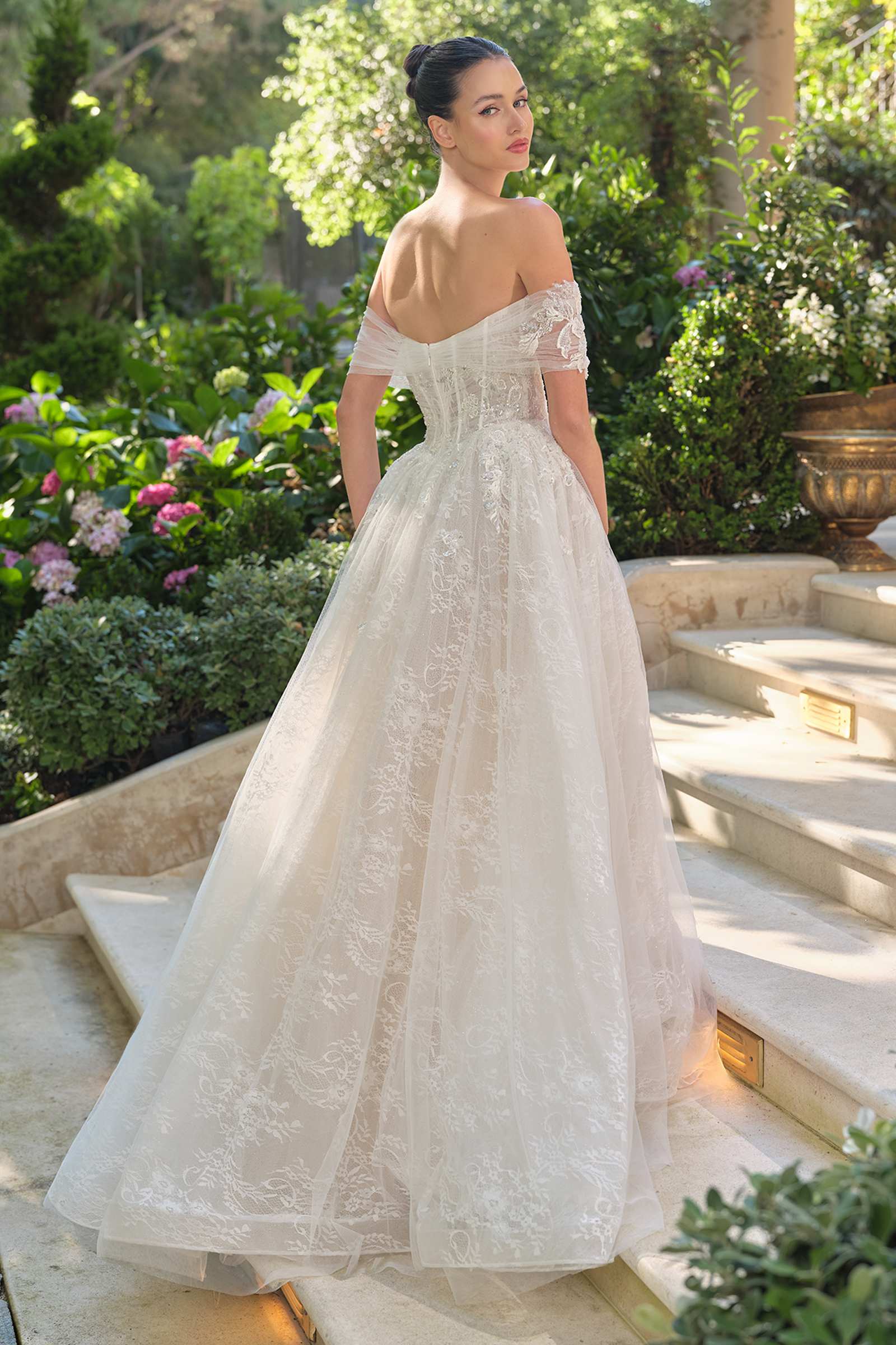 Andrea &amp; Leo WL090 Embroidered Lace Tulle Off Shoulder Wedding Ball Gown