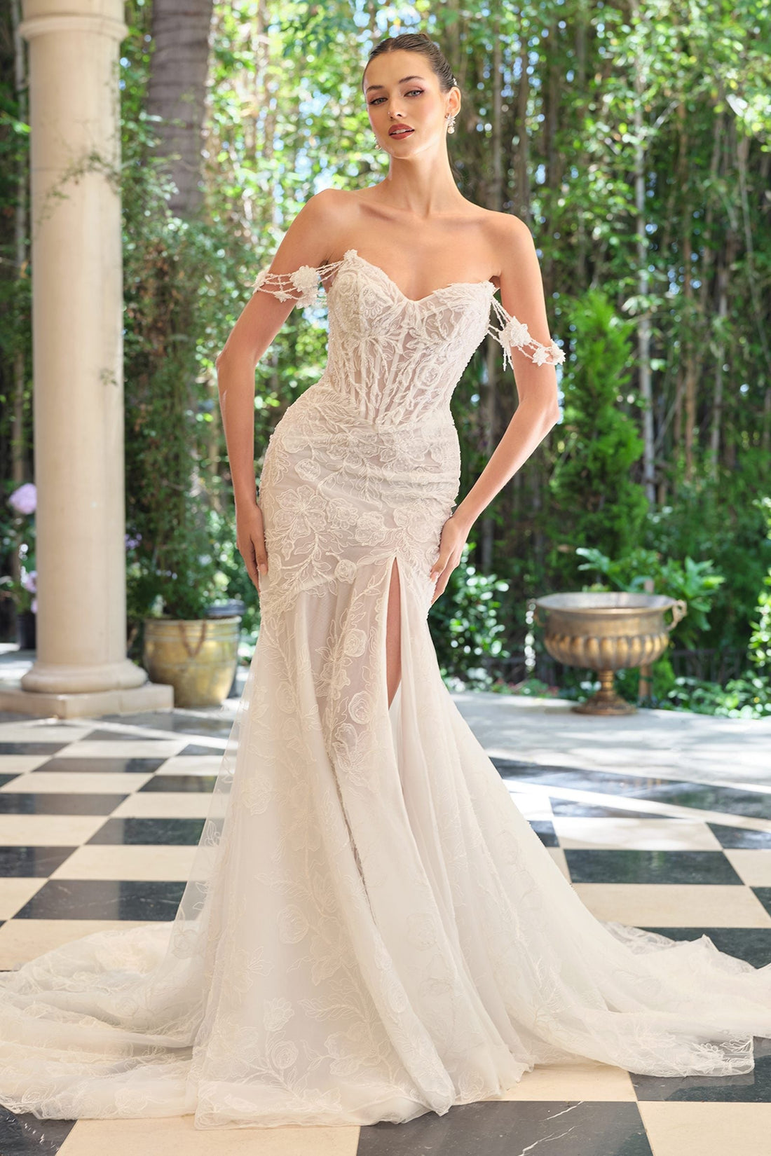 Andrea &amp; Leo WL099 Romantic Fitted Wedding Gown Off Shoulder  DestGlow