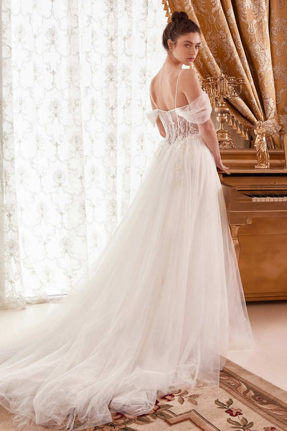 Ladivine WN307 Layered Tulle A-Line Bridal Gown With Corset Bodice by DiscountDressShop