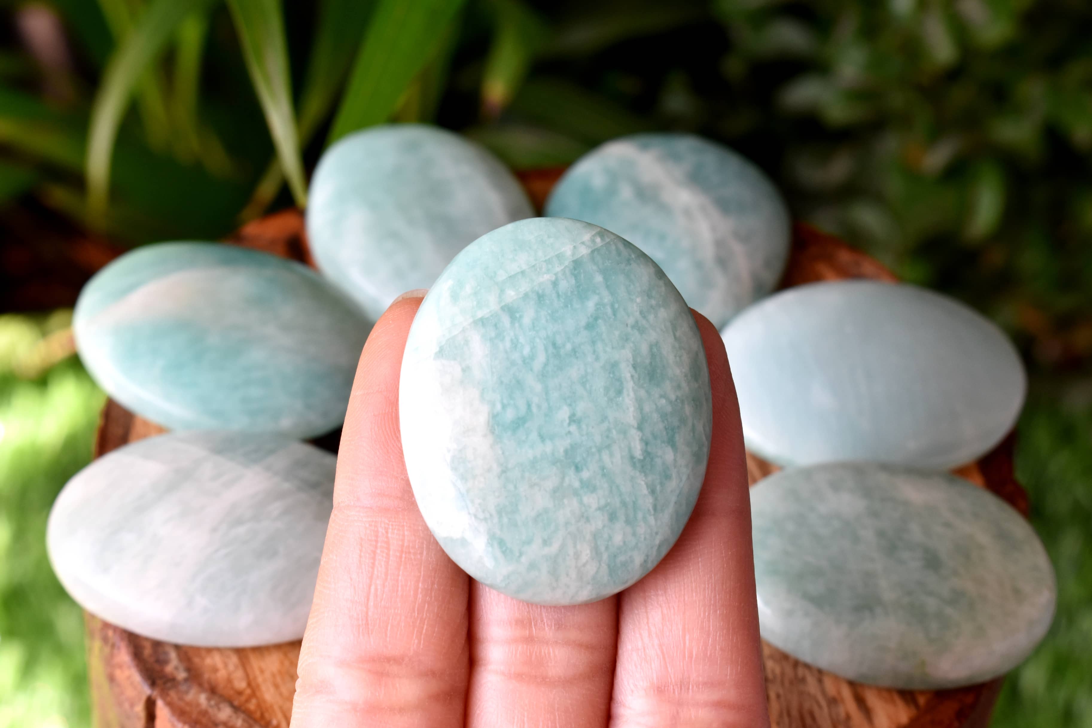 Amazonite Worry Stone for crystal healing (Pocket Palm Stone / Thumb Stone)  DestGlow