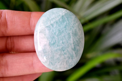 Amazonite Worry Stone for crystal healing (Pocket Palm Stone / Thumb Stone)  DestGlow