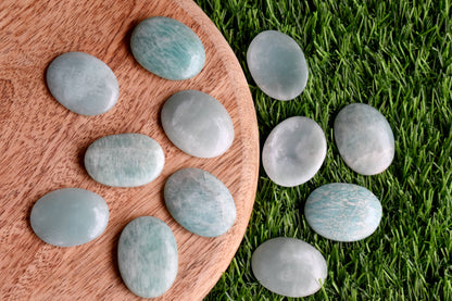 Amazonite Worry Stone for crystal healing (Pocket Palm Stone / Thumb Stone)  DestGlow