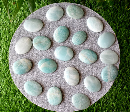 Amazonite Worry Stone for crystal healing (Pocket Palm Stone / Thumb Stone)  DestGlow