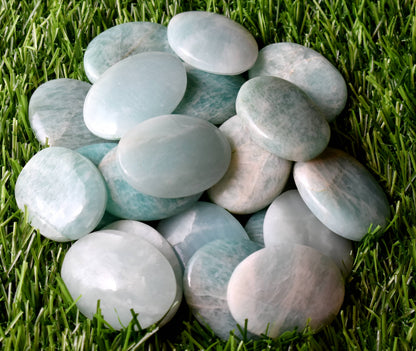 Amazonite Worry Stone for crystal healing (Pocket Palm Stone / Thumb Stone)  DestGlow